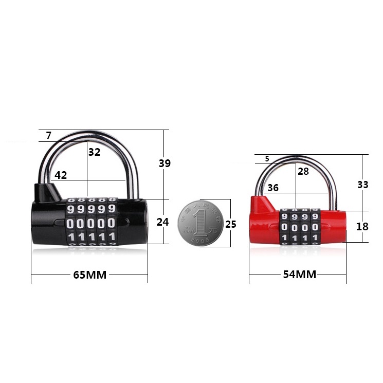 Khóa chữ số 5 số tiện lợi dùng để khoá cửa, vali, ba lô du lịch rất an toàn.