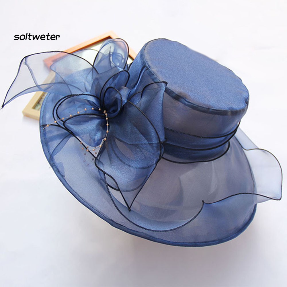 Mũ tròn vành đính hoa thời trang cho nữ