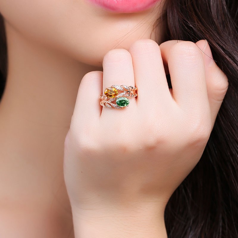Aifei Jewellery Women Ring Mosaic Diamond 925 Sterling Silver 18K Rose Gold Plating R395