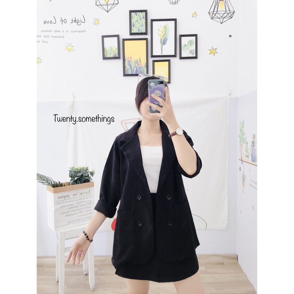Set 2 Món Blazer Đen & Chân Váy Chữ A (ảnh thật/sẵn/video) | BigBuy360 - bigbuy360.vn