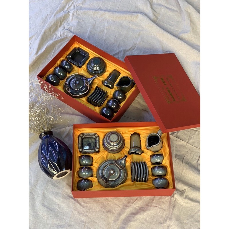 Hộp si lót lụa 🎁Hộp ấm chén quà tặng