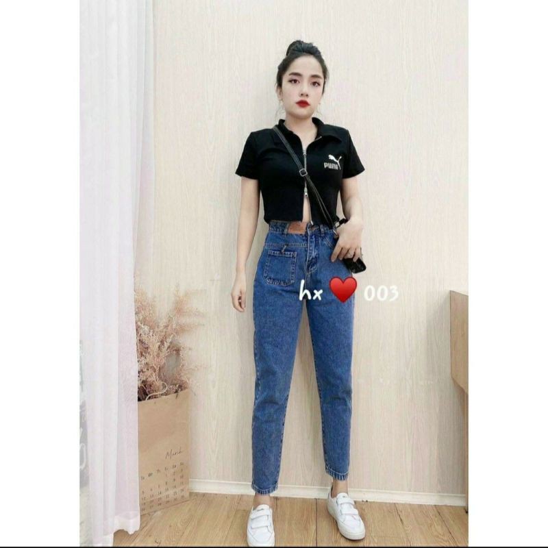 Quần Jeans Túi Lệch Ngược - Quần Baggy Cạp Cao HRQ