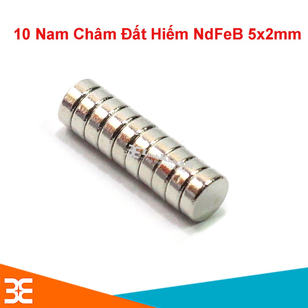 Bộ 10 Viên Nam Châm Đất Hiếm 5x2mm (từ tính hút cực mạnh)