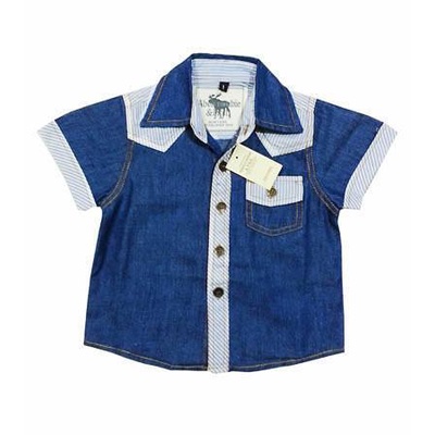 Áo sơ mi xanh viền sọc hàng Abercrombie & Fitch