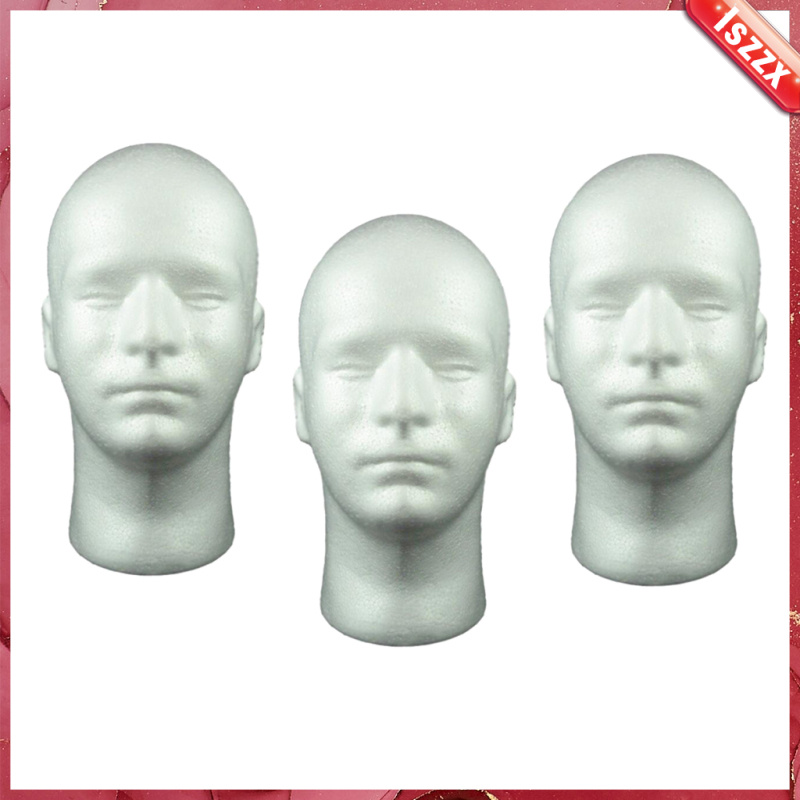 3x 20 Inch Foam Head Male Styrofoam Manequins Mannequin Manican Heads for Wigs