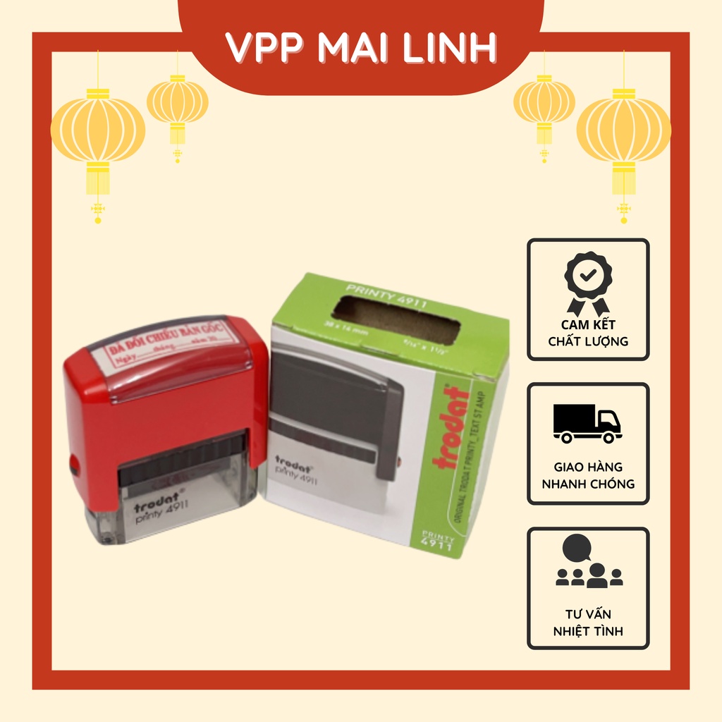Con Dấu Đã Đối Chiếu Bản Gốc TRODAT printy 4911 Liền Mực Nhập Khẩu Chính Hãng