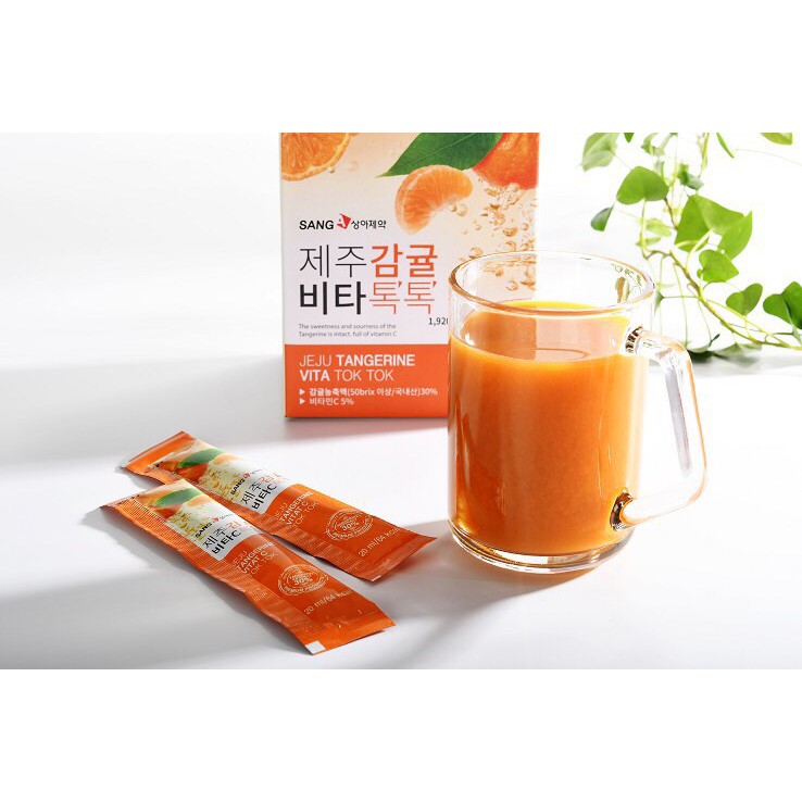 Nước ép quýt Sanga Jeju Tangerine Vita Tok Tok hộp 30 gói - Thanh lọc, giảm cân, tăng sức đề kháng, tăng cường miễn dịch