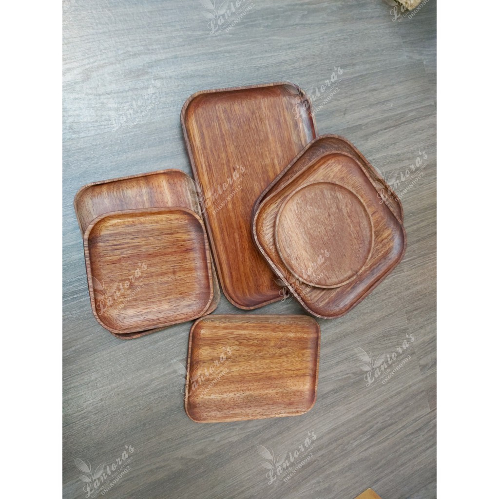 Khay gỗ teak, dĩa gỗ tự nhiên vuông, tròn, chữ nhật các loại