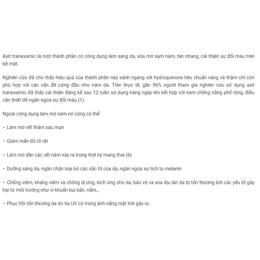10 gr TRANEXAMIC ACID - Hoạt chất sáng da, giảm nám