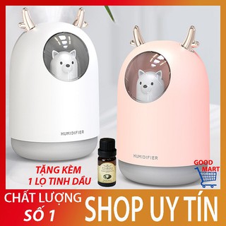 Máy Khuếch Tán Tinh Dầu - Phun Sương - Tạo Ẩm Hình Thú Để Bàn Tặng Kèm Lọ Tinh Dầu