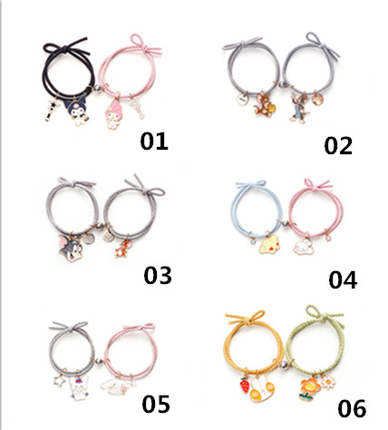 1 Cặp Vòng Tay Cao Su Hình Thỏ / Hoa Dễ Thương