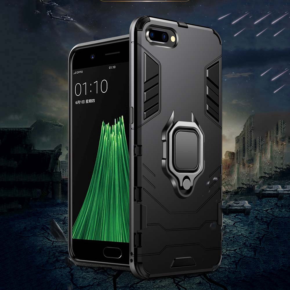 Ốp điện thoại Armor nhám chống sốc có giá đỡ dạng vòng tròn cho OPPO R15 R17 Pro R9s R11s R9 R11 Plus JRXDZ