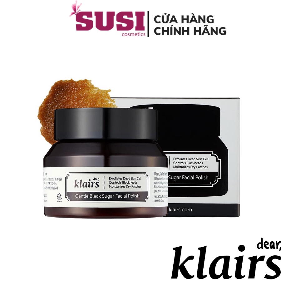 Tẩy Tế Bào Chết Đường Đen Klairs Giảm Mụn Đầu Đen, Se Khít Lỗ Chân Lông Klairs Gentle Black Sugar Facial Polish 110g