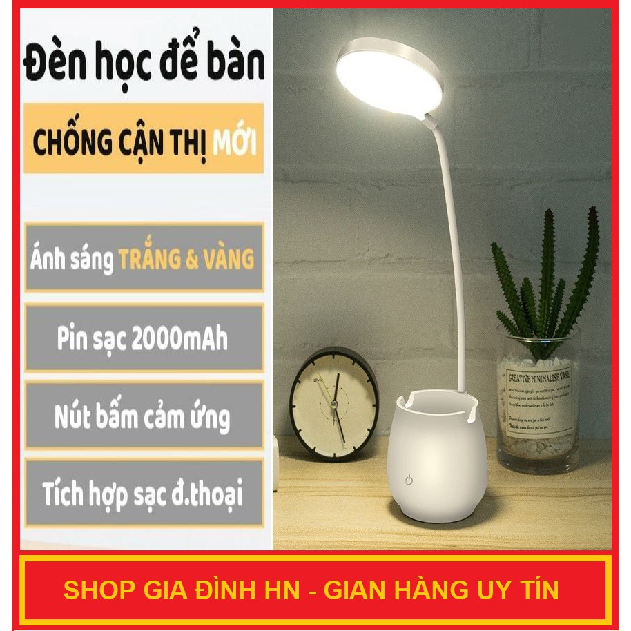 Đèn bàn LED cao cấp tích điện sạc USB mẫu mới 2021 - Q16 - Gấp gọn dễ dàng - Bảo hành 12 tháng