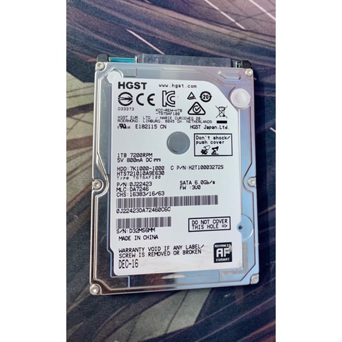 Ổ cứng HDD Laptop Hitachi HGST 1T 7200rpm  SATA3 2.5inch - BH 12 tháng