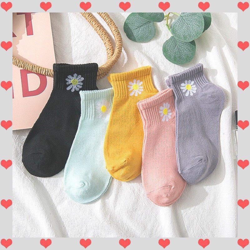 Túi 10 Đôi Tất Nữ Cổ Ngắn Cotton Hoa Cúc