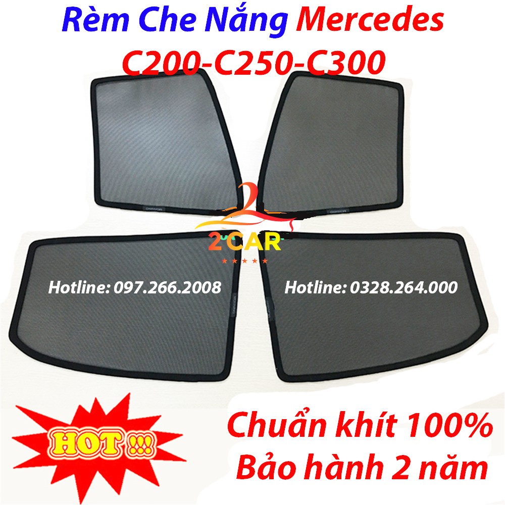 RÈM CHE NẮNG XE - Mercedes C200-250-300, đời từ 2005-2021 Rèm loại 1 cao cấp