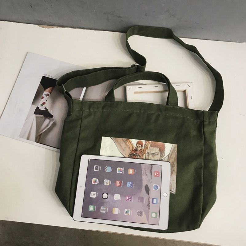 Túi Xách Canvas Cỡ Lớn Phong Cách Harajuku Hàn Quốc Cho Nam Lưng