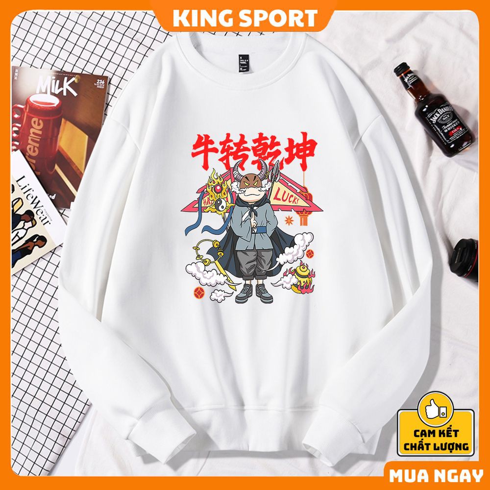 Áo sweater nỉ nam nữ form rộng KING SPORT áo nỉ dài tay nam nữ mùa đông ấm áp phong cách hàn quốc dài tay bo ống