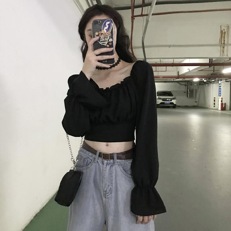 Áo cổ vuông phong cách retro Hàn Quốc 2020 sành điệu cho nữ