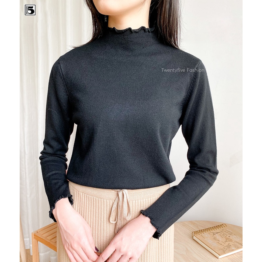 Áo len nữ mỏng, cổ lỡ bèo viền Twentyfive 3488 | BigBuy360 - bigbuy360.vn