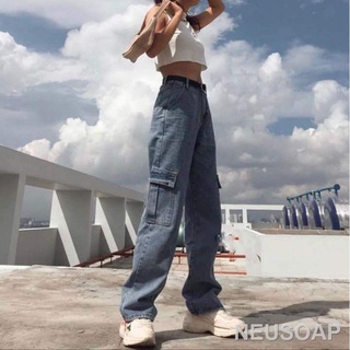 ♀✼[Mã 2611THTRANG100K hoàn 10% xu đơn 99K] Quần jeans túi hộp ống rộng