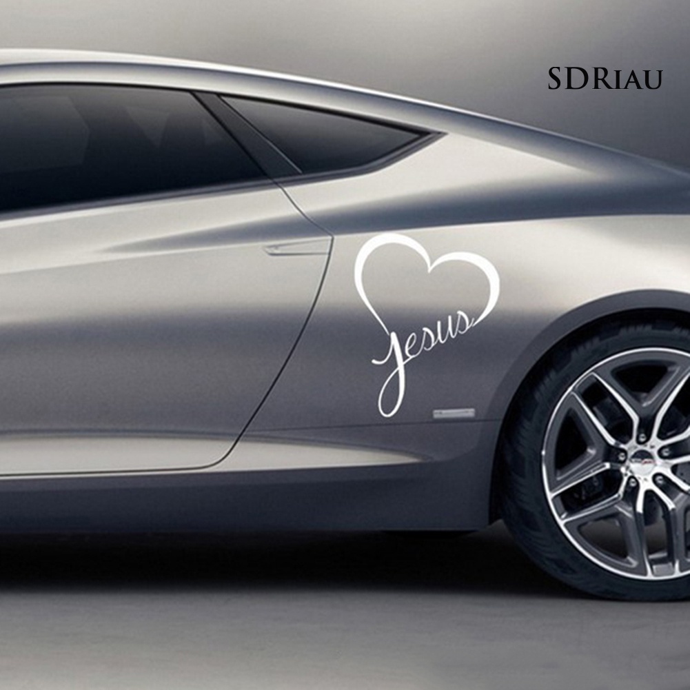 Miếng Dán Trang Trí Cửa Sổ Xe Hơi Chống Nước Tháo Được Hình Chúa Jesus Và Trái Tim