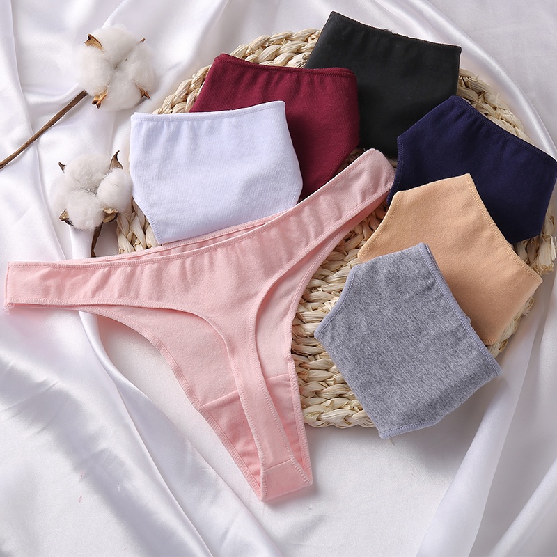 Cute Byte Quần lót lọt khe CuteByte chất liệu cotton 7 màu trơn tùy chọn dành cho nữ