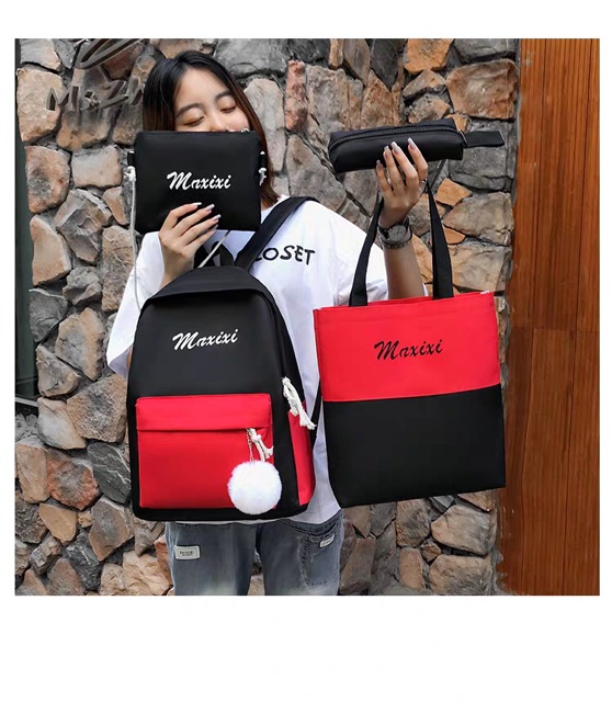 Balo thời trang set 4 món có ngăn đựng nước muxxi