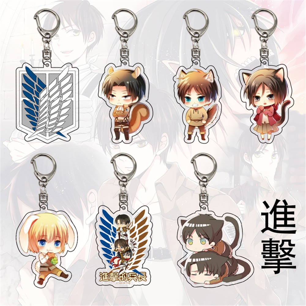 EPOCH Creative Attack on Titan Keychain Car Key Rings Double Sided Anime Attack on Titan Car Key Holder Bag Pendant Gift For Men Women Kid Key Rings Special Car Interior Accessories Acrylic