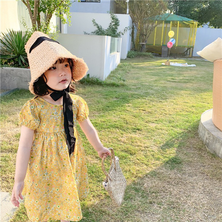 VÁY BÉ GÁI HOA VÀNG XINH XẮN VẢI CỰC MÁT