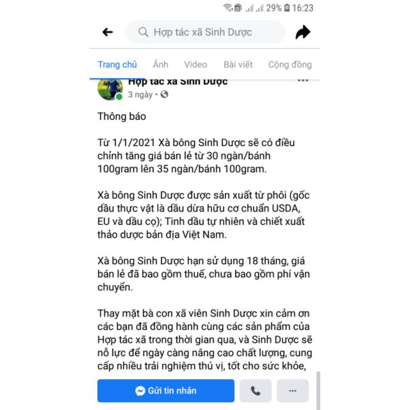 (Sale tết  Mua 4 bánh - Tặng 1 bánh)Xà bông HTX Sinh dược 100% tự nhiên
