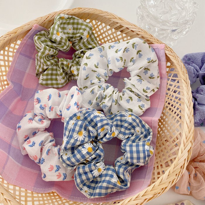 Scrunchies Cột Tóc Hoa Cúc Nhiều Màu Họa Tiết Hot Trend