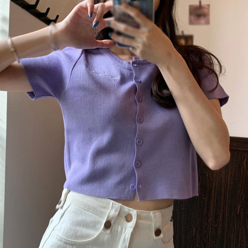 Summer New Korean Loose Cardigan Shirt Short T-Shirt Women