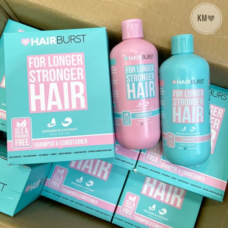 Cặp Dầu Gội Xả Hairburst 350ml , Cặp Dầu Gội Đầu Hairburst Hồng Xanh giúp mọc tóc chống rụng tóc