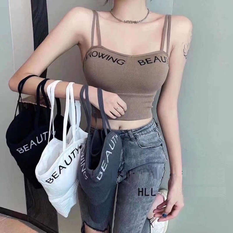 Mẫu mới 2021- Áo bra croptop dây kép nâng ngực siêu đẹp