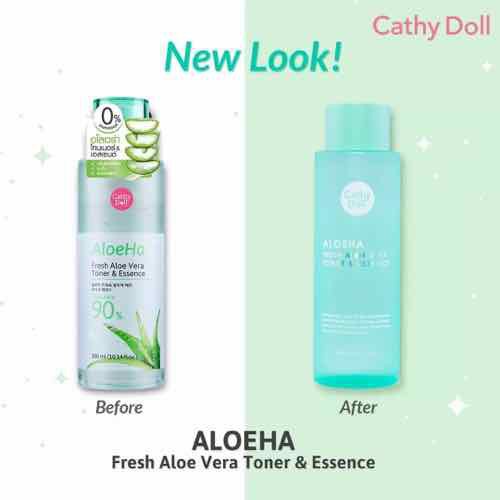 NƯỚC HOA HỒNG KẾT HỢP TINH CHẤT DƯỠNG DA 2IN1 FRESH ALOE VERA TONER &amp; ESSENCE ALOEHA CATHY DOLL 300ML CHÍNH HÃNG - 7536