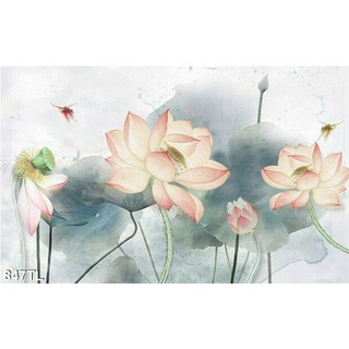 TRANH DÁN TƯỜNG 3D HOA SEN SLTL847 - Tranh Hoa Sen Đẹp Dán Tường - YAN SHOP