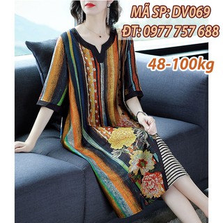 [MỚI 2020] Đầm suông họa tiết hình khối siêu sang thương hiệu trung niên Sài gòn DV