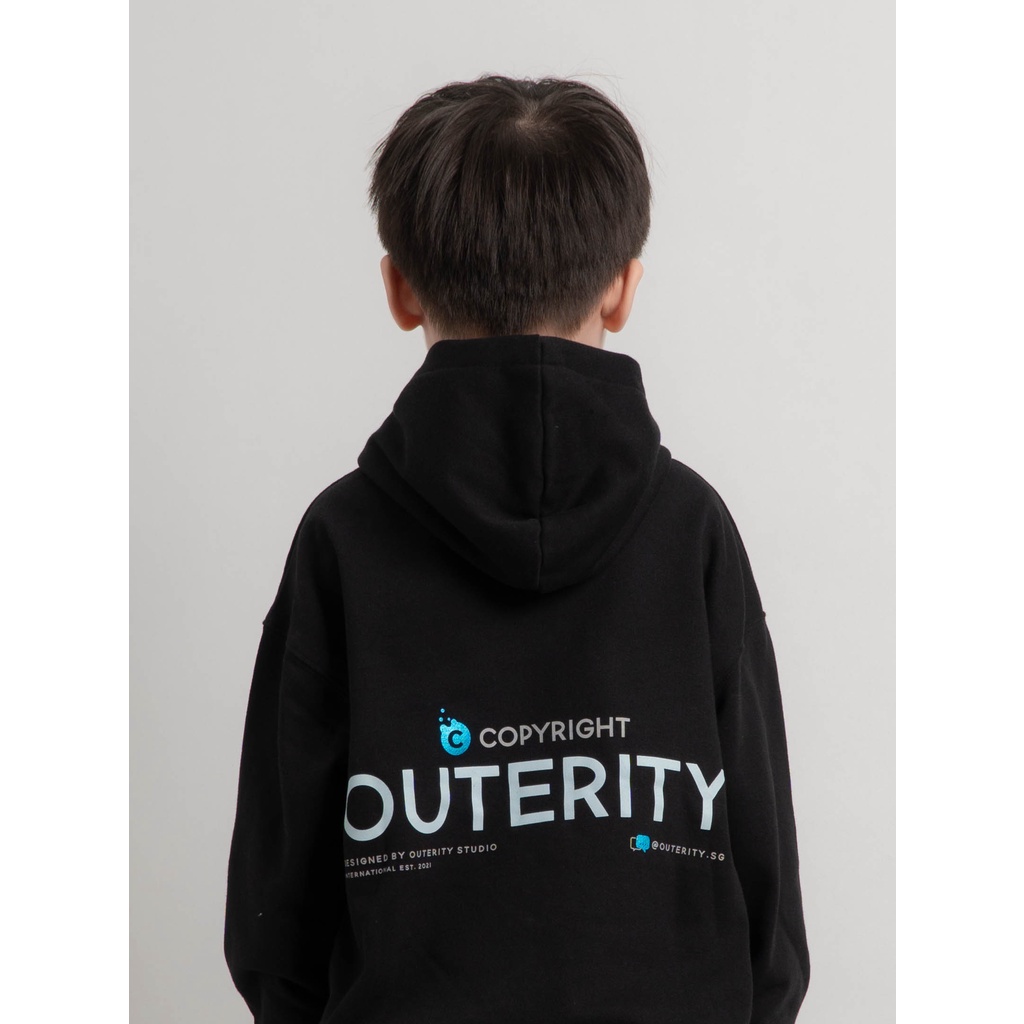 Áo khoác Hoodie trẻ em OuterityKids Đen / Nỉ chân cua - ORK201