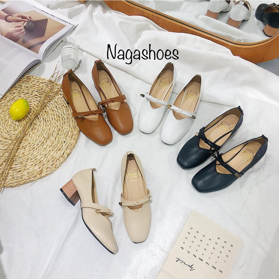 CAO GÓT NAGASHOES MŨI VUÔNG THẮT NƠ ĐẾ GỖ 3P NAC115 . Slase 8-8 hot siêu hót 2020 :