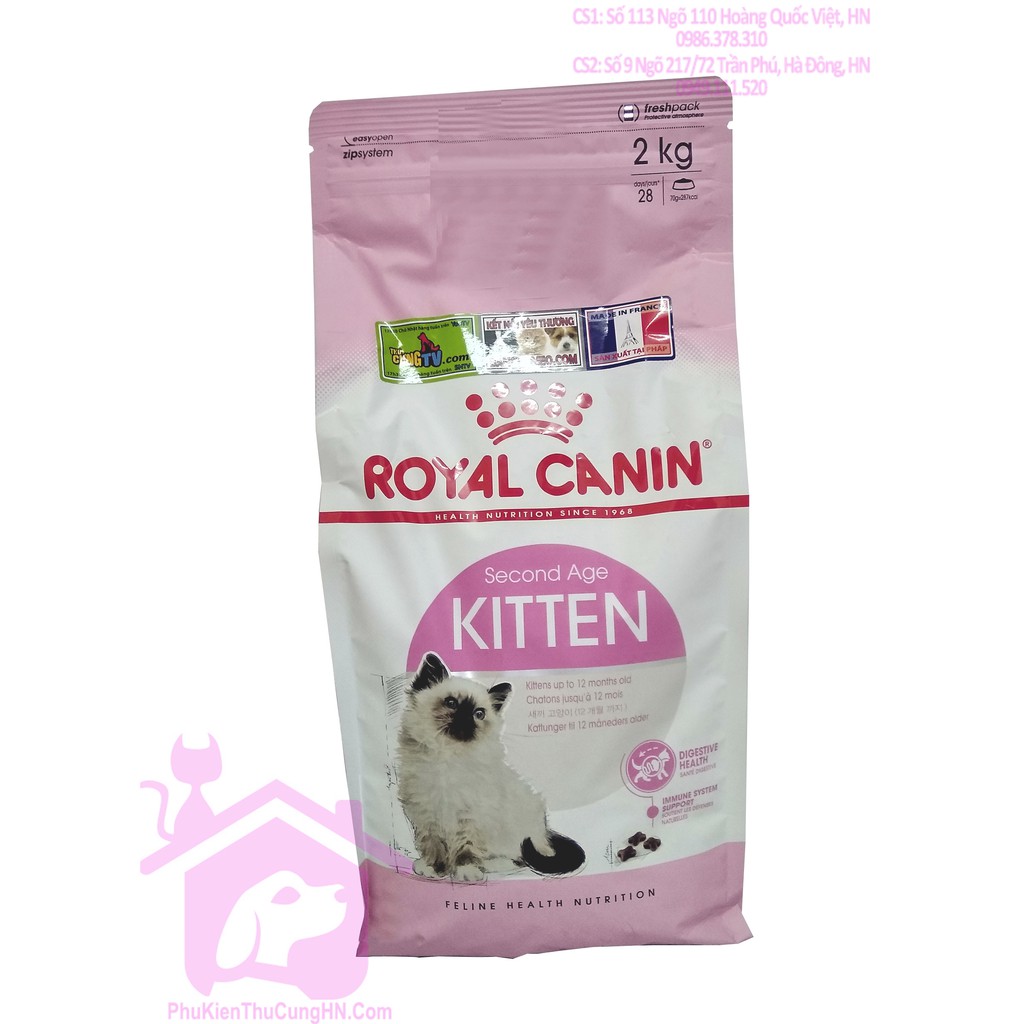 Thức ăn cho mèo, Hạt Royal Canin mèo con Kitten 36 túi hãng 2kg - Phụ kiện thú cưng Hà Nội