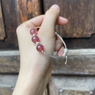 Lắc Tay Đá Hồng Mix Bạc