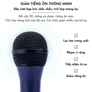 Micro karaoke có dây JSJ GL 9.0S với thiết kế lưới tản nhiệt cổ điển giảm tạp âm chống nhiễu thân kim loại được phủ nhám