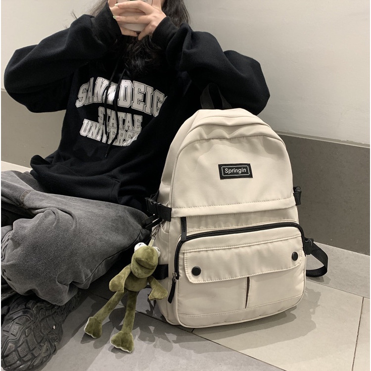 Balo Nam Nữ Thời Trang Springin 2 Màu Basic, Balo Mang Đi Học Đi Chơi