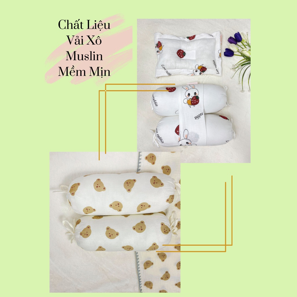 Sét Chăn, Gối Chống Giật Mình GOLDCAT Giúp Ngăn Ngừa Trẻ Lật Sấp Dùng Cho Bé Từ Sơ Sinh.