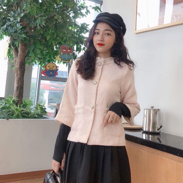 Áo Dạ ngắn khoác ngoài sang chảnh