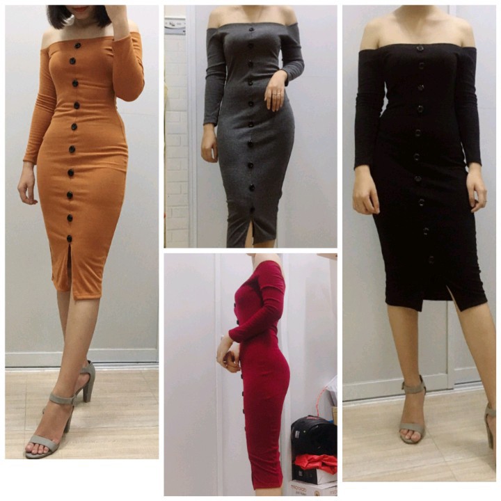 LH03 - Váy Body Trễ Vai Nút Giữa | BigBuy360 - bigbuy360.vn