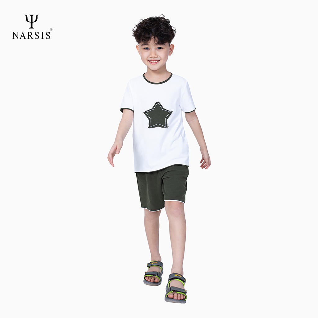Bộ cotton bé trai nhiều màu Narsis KE1013 KE1016 áo cổ tròn mùa hè cho bé