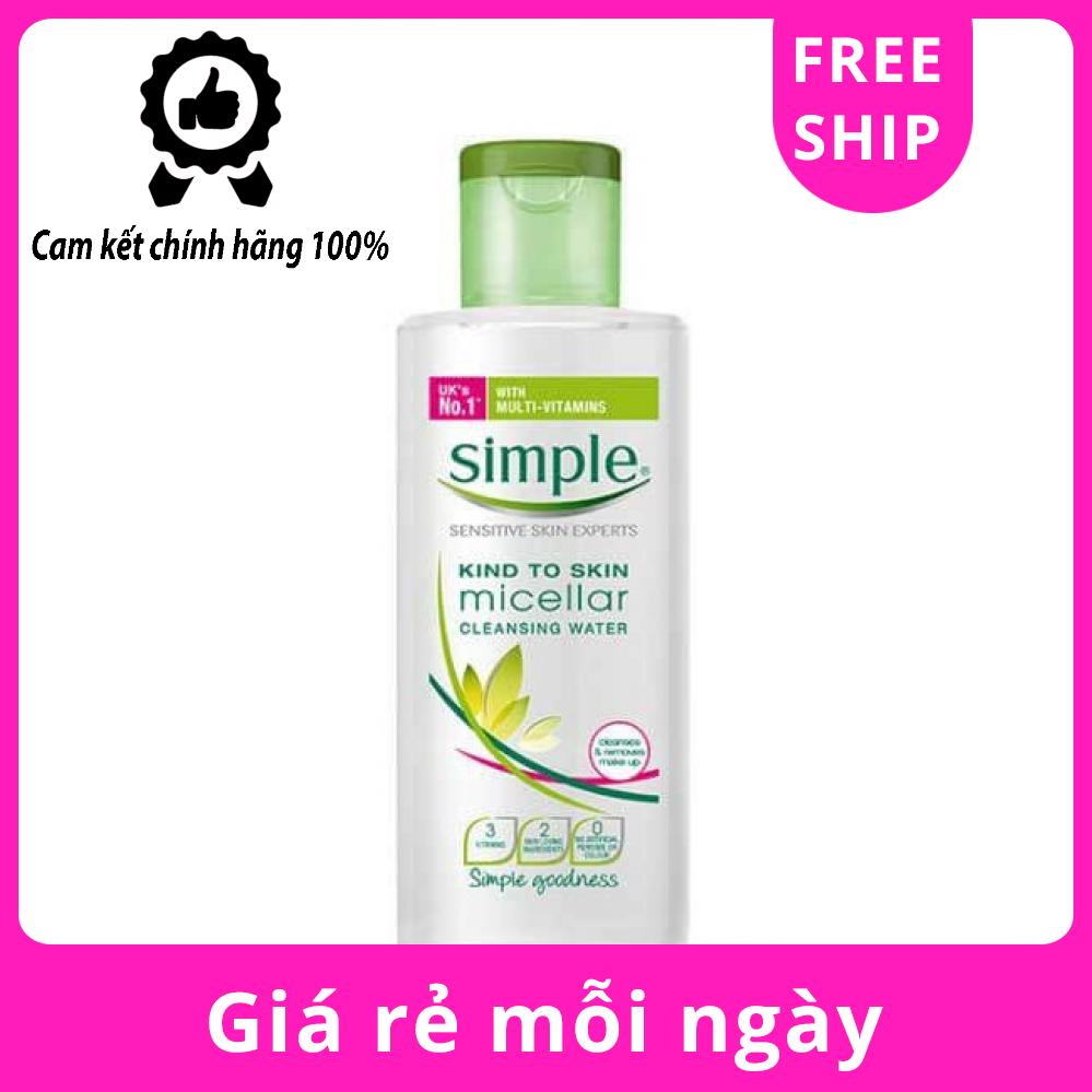 Nước Tẩy Trang Làm Sạch Lớp Trang Điểm Cho Da Nhạy Cảm, Lành Tính Simple Kind To Skin Micellar Cleansing Water 200ml